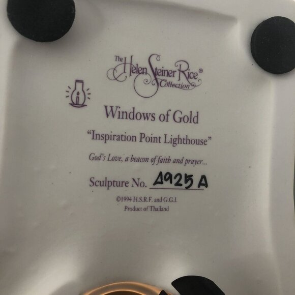 Helen Steiner Rice Collection Windows Of Gold Lighted Ceramic Lighthouse - Picture 8 of 13